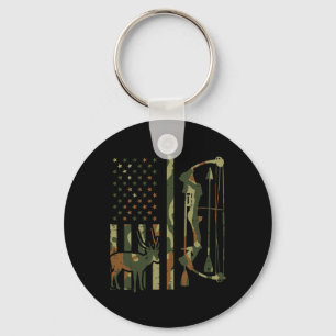 Camo Flag Deer Bow Hunting Patriotic Hunter Dad Ar Key Ring