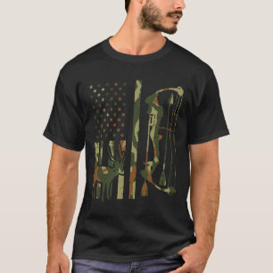 Camo Flag Deer Bow Hunting Patriotic Hunter Dad Ar T-Shirt