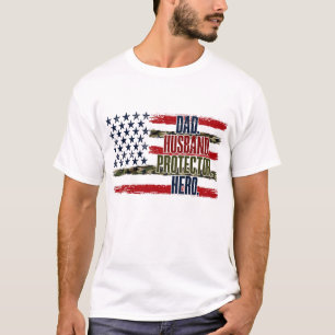 Camo Flag Father's Day, Daddy, Husband Protector T-Shirt