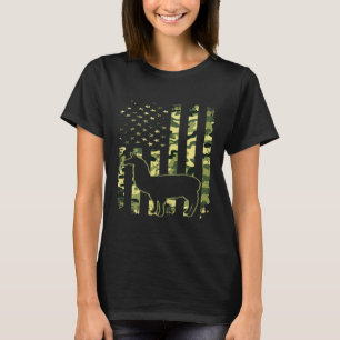 Camo Flag Llama Patriotic Animal Lover T-Shirt