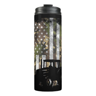 Camo Flag Tractor Vintage Farm Truck Patriotic Far Thermal Tumbler