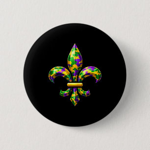 Camo Fleur De Lis Mardi Gras Louisiana New Orleans 6 Cm Round Badge