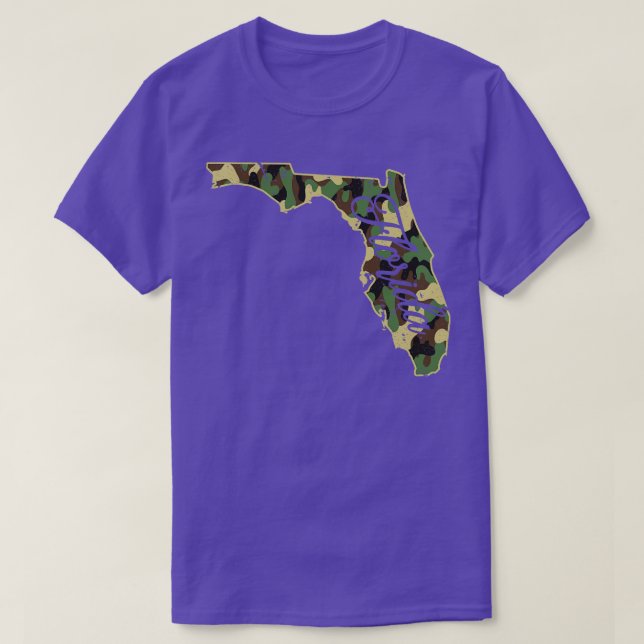 Camo Florida Flag Outline State T-Shirt (Design Front)