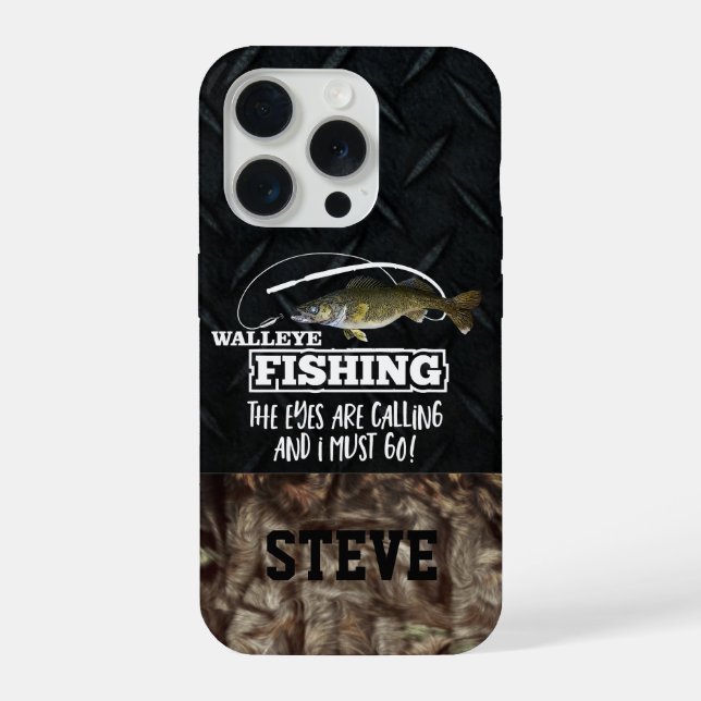Camo Funny Walleye Fishing Quote Name Angler iPhone Case (Back)