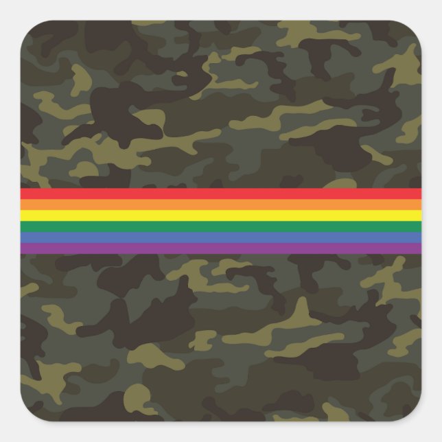 Camo Gay Pride Square Sticker (Front)