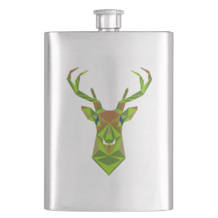 Camo Geometric Deer Head Hip Flask