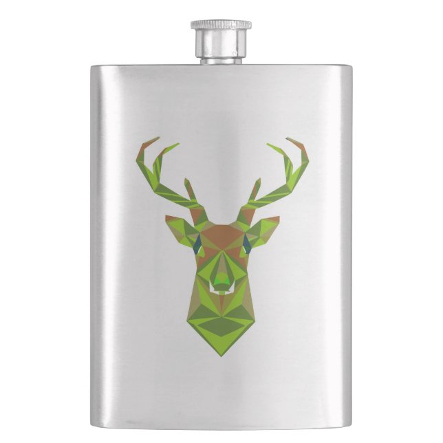 Camo Geometric Deer Head Hip Flask (Front)