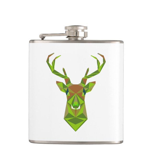 Camo Geometric Deer Head Hip Flask (Front)