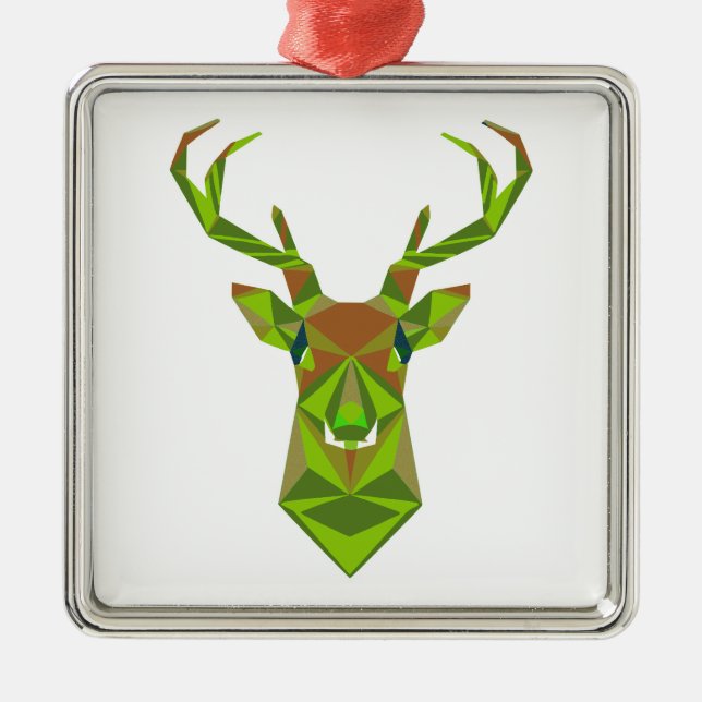 Camo Geometric Deer Head Metal Tree Decoration (Front)