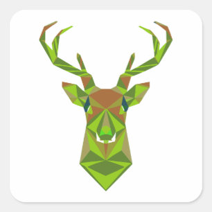 Camo Geometric Deer Head Square Sticker