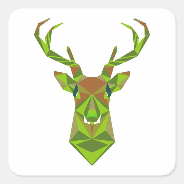Camo Geometric Deer Head Square Sticker (Front)