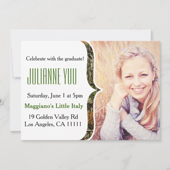Camo Graduation Party 2015 Personalised Invite (Front)