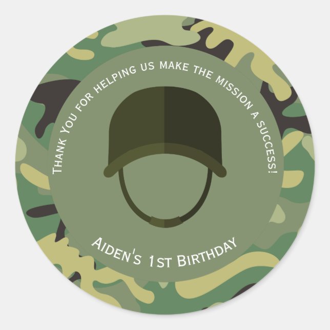Camo Green | Army Birthday Sticker (Front)