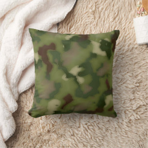 Camo Green Black Grey Decorative Pillow