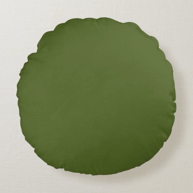 Camo green (solid colour) round cushion (Front)