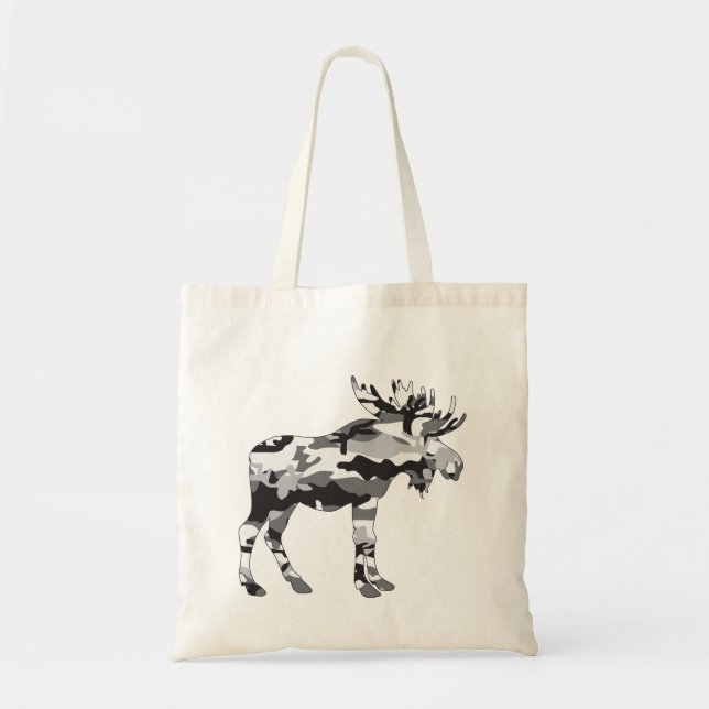 Camo-Grey-Moose Tote Bag (Front)