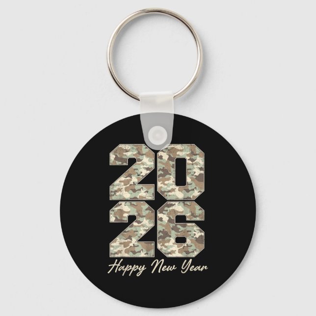 Camo Happy New Year Party 2026 Family Matching Cos Key Ring (Front)