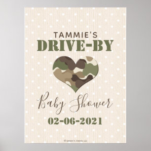 Camo Heart Drive By Baby Shower Sign