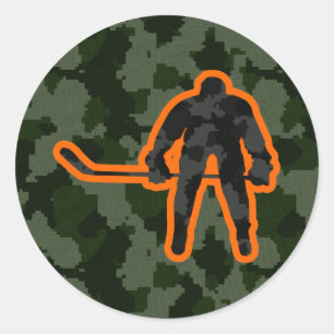 Camo Hockey Classic Round Sticker