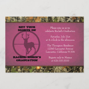 Camo Hot Pink Graduation Invitations