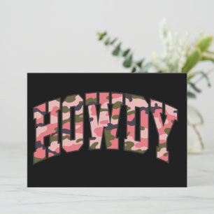 Camo Howdy Pink Preppy Camouflage Christmas Holiday Card