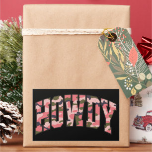 Camo Howdy Pink Preppy Camouflage Christmas Rectangular Sticker