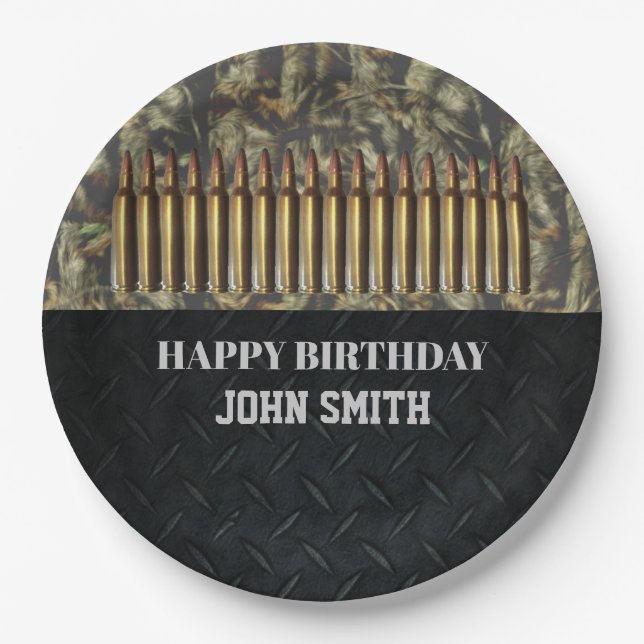 Camo Hunting Ammo Birthday Party Men's Plates (Front)