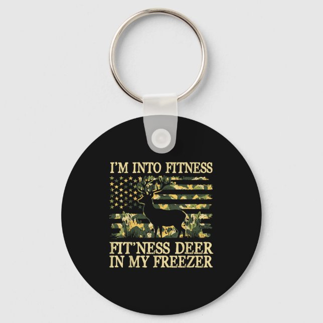 Camo Hunting I'm Into Fitness Fit Ness Deer Zer Hu Key Ring (Front)