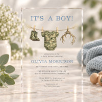 Camo Hunting It's a Boy Clothesline Baby Shower