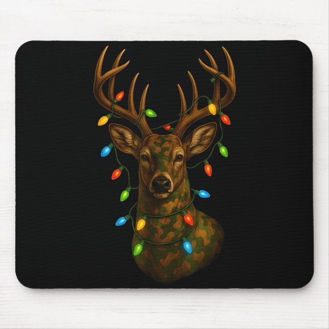 Camo Hunting Reindeer Deer Christmas Holiday Xmas  Mouse Mat (Front)