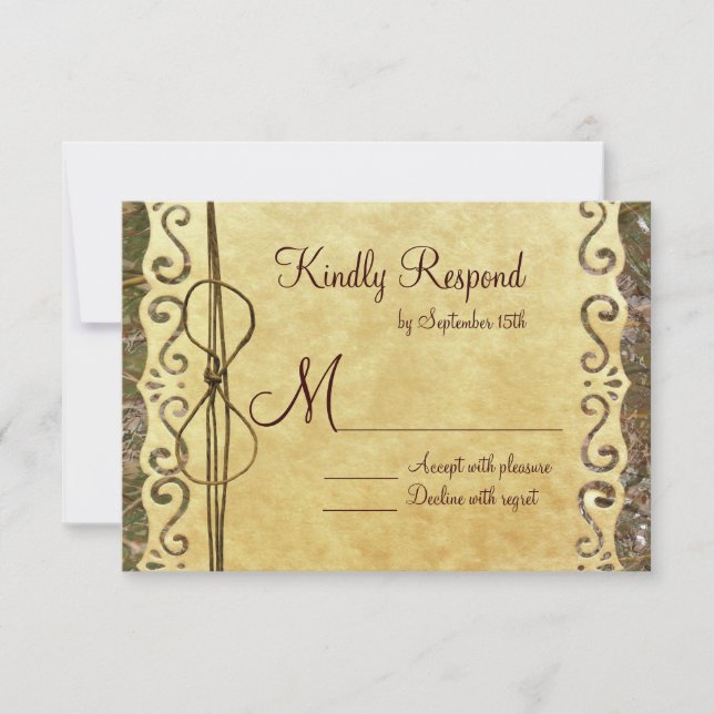 Camo Hunting Vintage Paper Wedding RSVP Cards (Front)