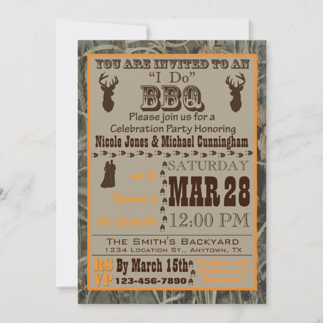 Camo I Do Barbecue Invitation (Front)
