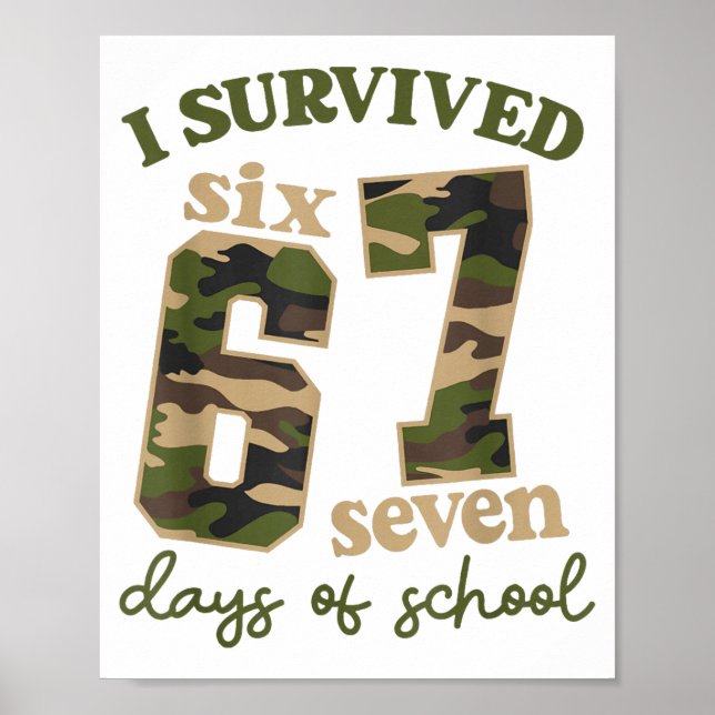 Camo I Survived 67 Six Seven Days Of School Teache Poster (Front)