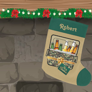 Camo Ice Chest With Beer Merry Christmas Custom Large Christmas Stocking