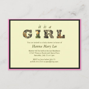 Camo It's A Girl Baby Shower Invitation