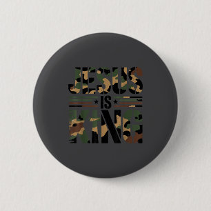 Camo Jesus Is King Cross Christian Camouflage Reli 6 Cm Round Badge