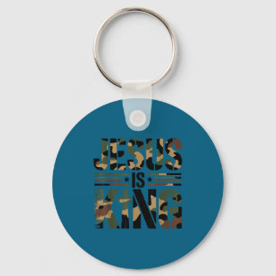Camo Jesus Is King Cross Christian Camouflage Reli Key Ring