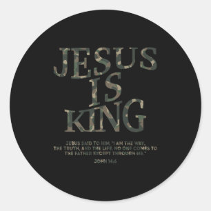 Camo Jesus Is King Shirt Christian Youth Men God S Classic Round Sticker