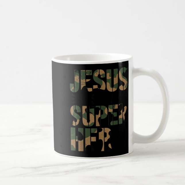 Camo Jesus Is My Superhero Toddler Boys Camouflage Coffee Mug (Right)