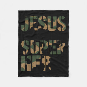 Camo Jesus Is My Superhero Toddler Boys Camouflage Fleece Blanket