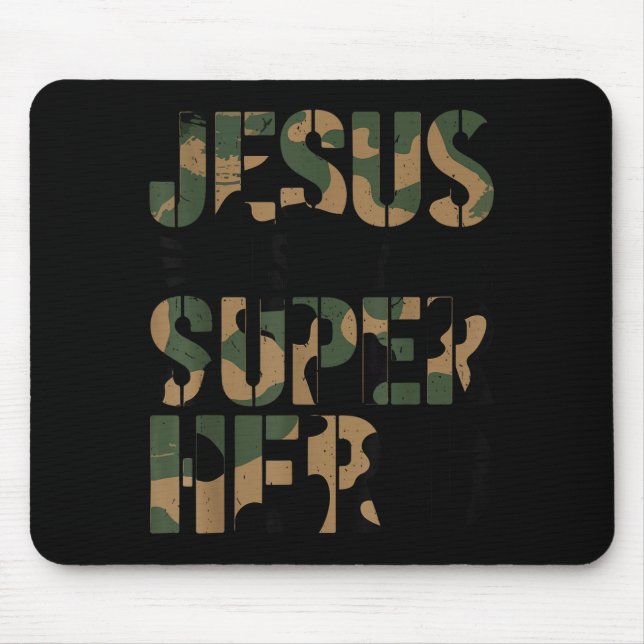 Camo Jesus Is My Superhero Toddler Boys Camouflage Mouse Mat (Front)