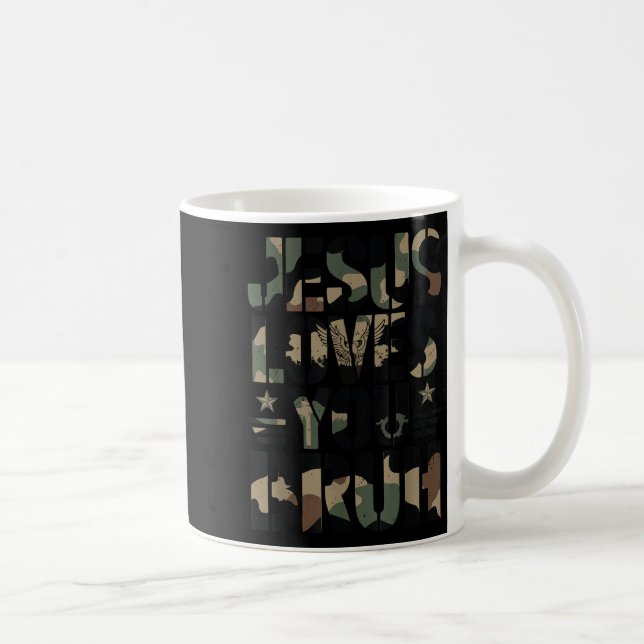 Camo Jesus Loves You Bruh Camouflage Christian Tee Coffee Mug (Right)
