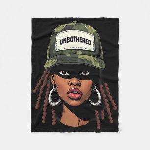 Camo Juneteenth Unbothered Black Girl Loc'd _7 Fleece Blanket