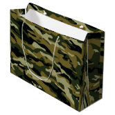 Camo Bass Fishing Rugged Happy Birthday Men Medium Gift Bag, Zazzle