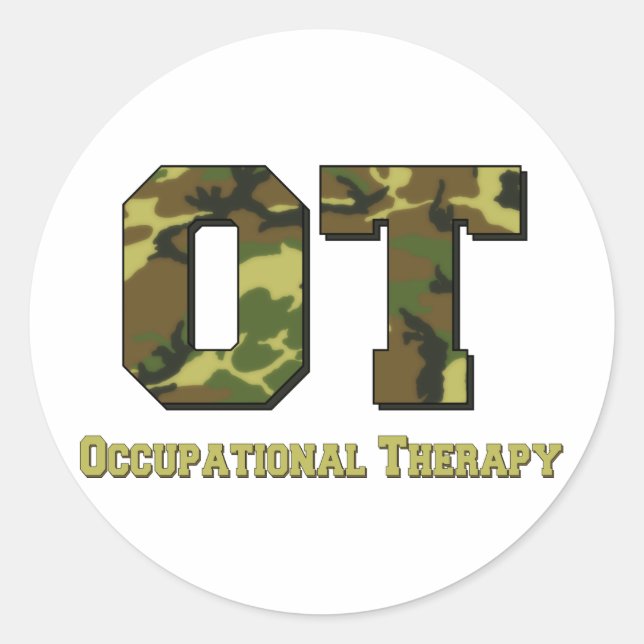 camo letters green classic round sticker (Front)