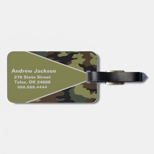 Camo Luggage Tags - Custom Name & Logo (Back Horizontal)