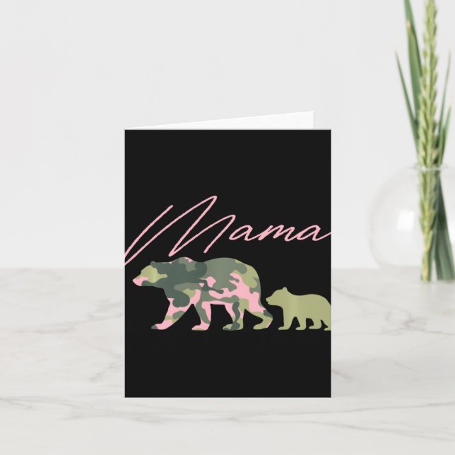 Camo Mama Bear Shirt, Mama Bear And Cub, Mom Of 1, Card (Front)