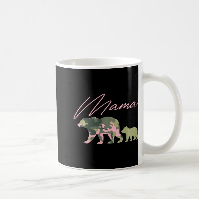 Camo Mama Bear Shirt, Mama Bear And Cub, Mom Of 1, Coffee Mug (Right)