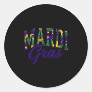 Camo Mardi Gras Hunting Buck Classic Round Sticker