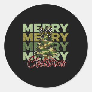 Camo Merry Christmas Camouflage Christmas Tree Coq Classic Round Sticker